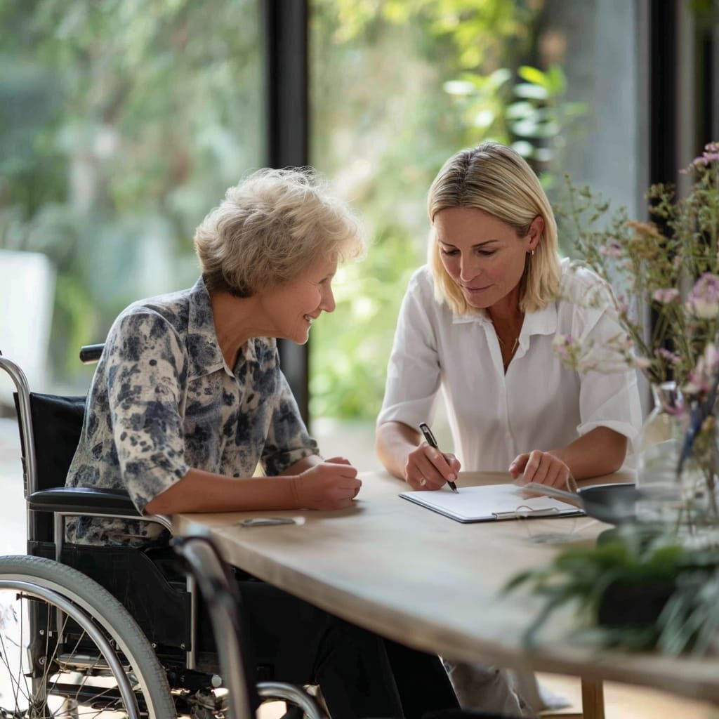 professional life care planner meeting with an injured client